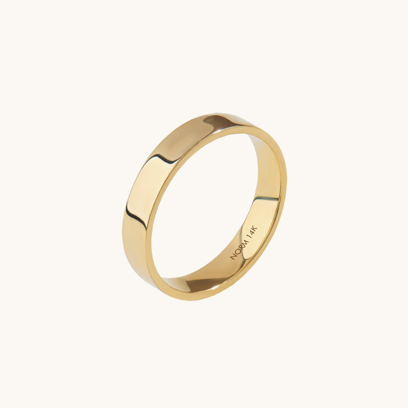Women's 14K Real Yellow Gold Flat Band Ring - Comfort Fit