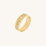 Floral 5.50mm Band Ring in 14k Real Gold