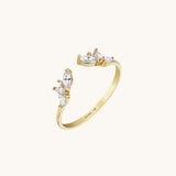 14k Solid Yellow Gold Floral Open Curve Ring