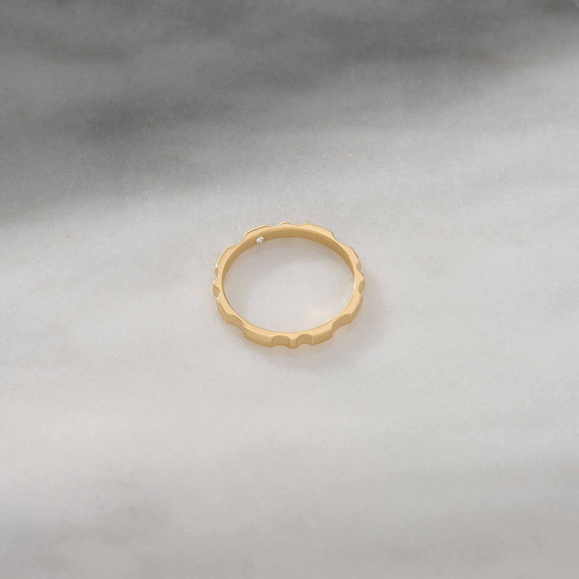 Real Yellow Gold Fluted Band Ring