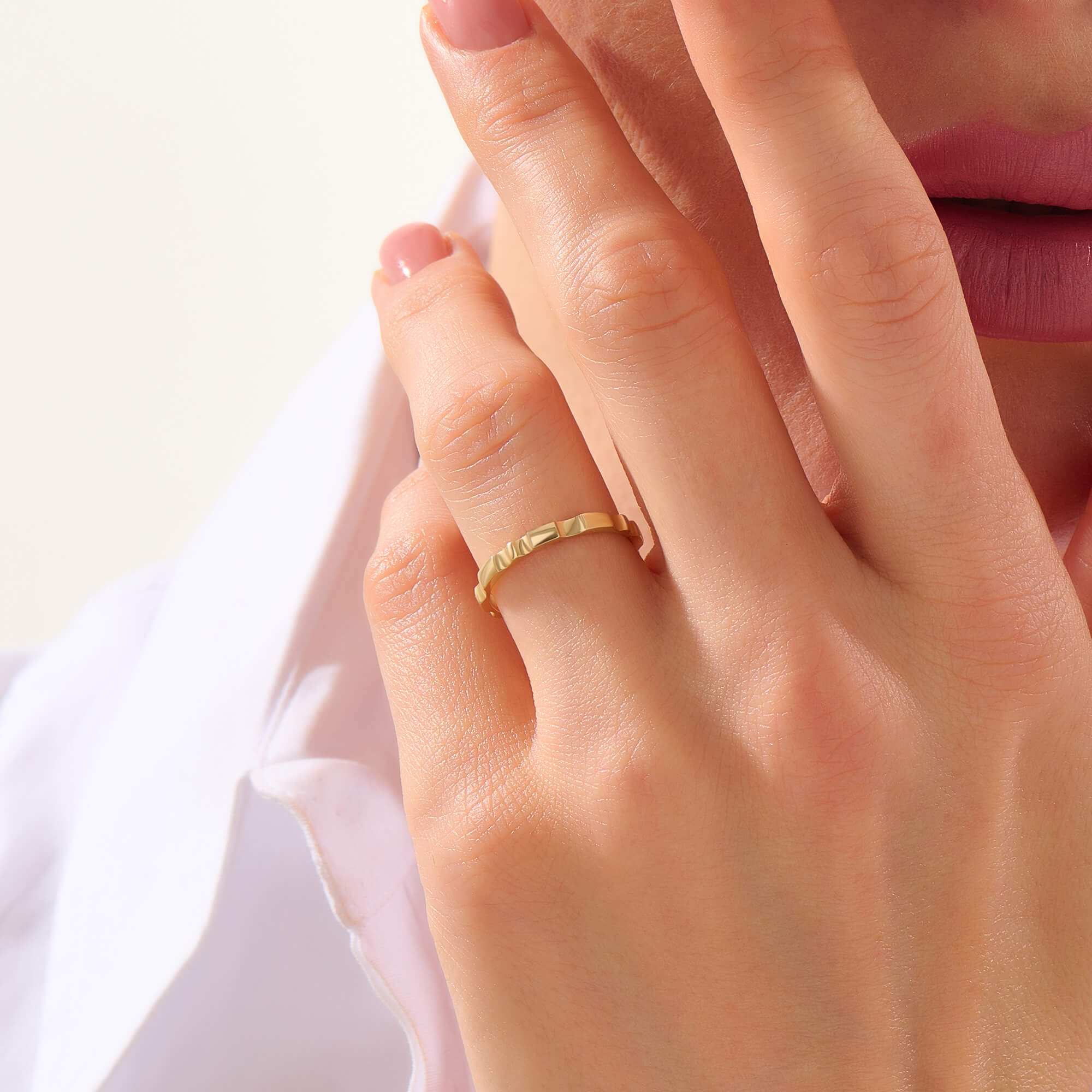 Women's Real Gold Fluted Band Ring