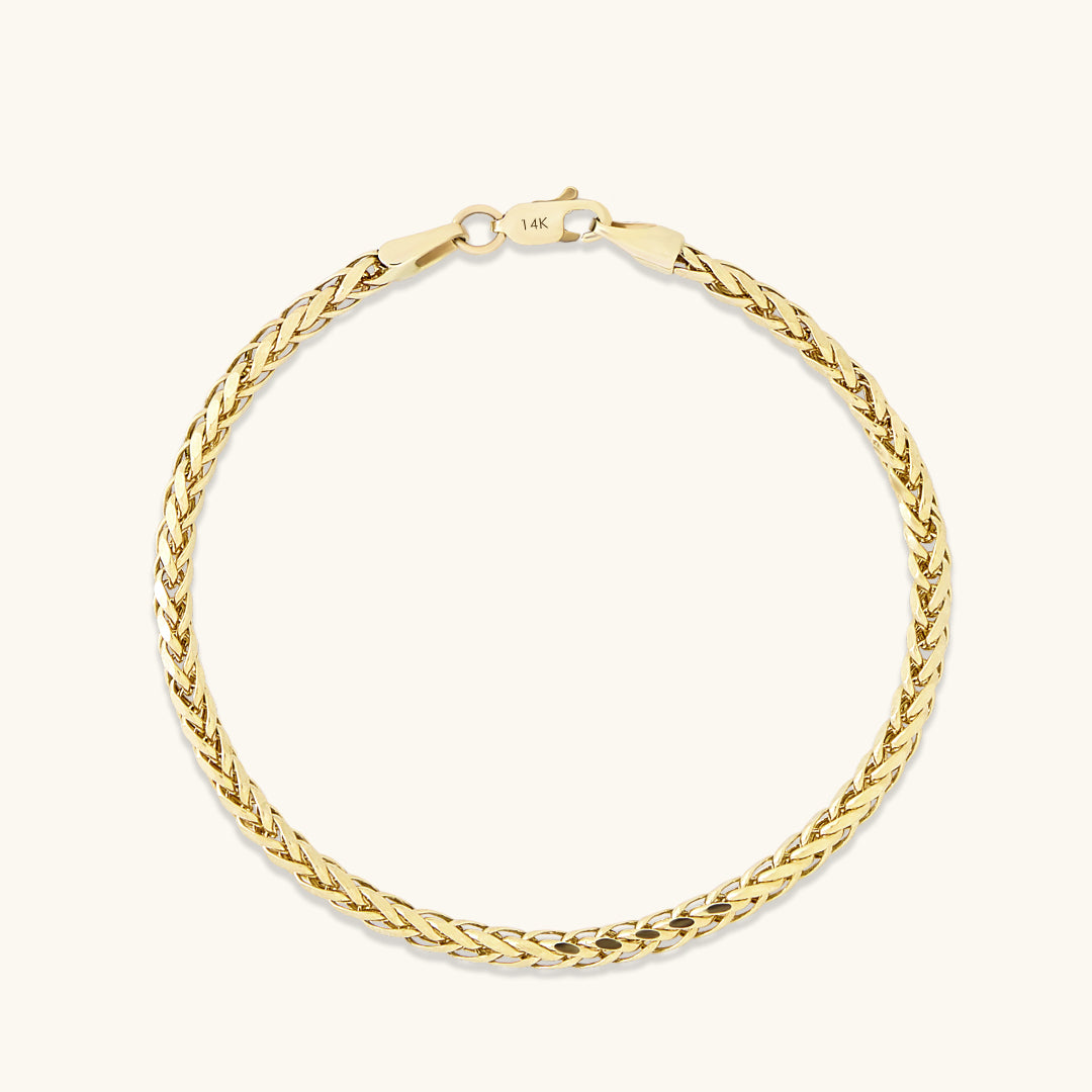 14K Real Yellow Gold 3mm Franco Chain Bracelet