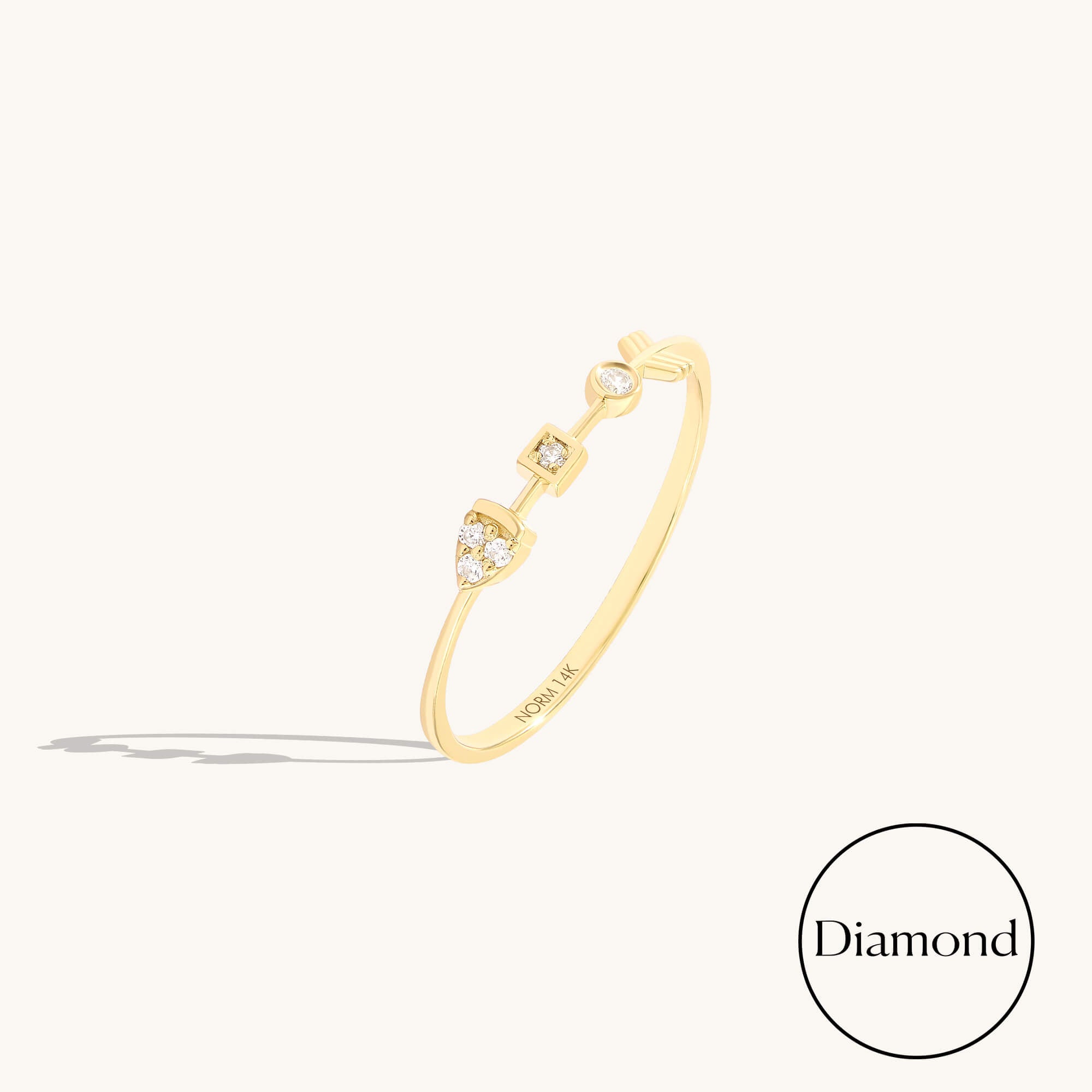 Lab-Grown Diamond Geometric Arrow Ring in Solid Gold