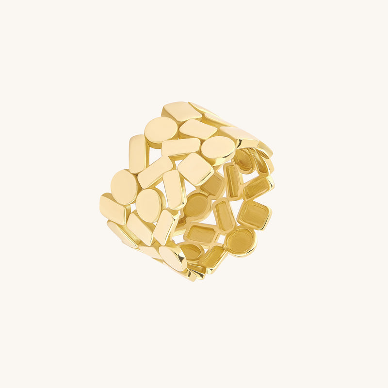 Geometric Cigar Band Ring in Gold