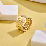 Geometric Lego Band Statement Ring in 14K Real Gold