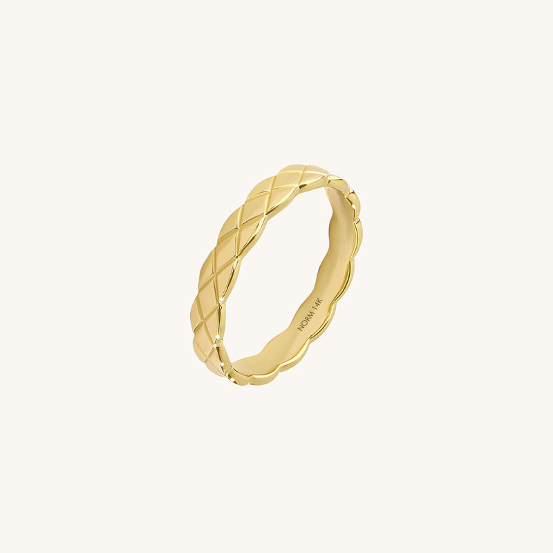 Geometric Crush Band Ring in Solid Gold