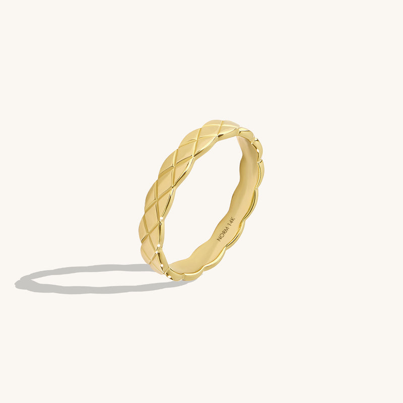 Women's 14K Real Gold Geometric Crush Band Ring