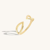 14k Solid Gold Geometric Open Claw Ring