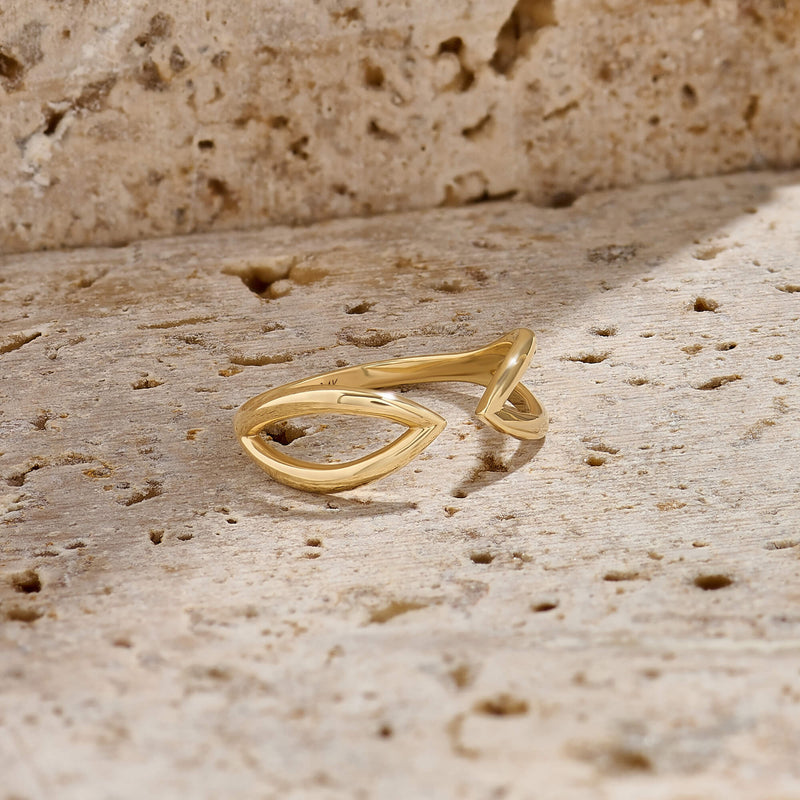 Geometric Open Claw Ring in Gold