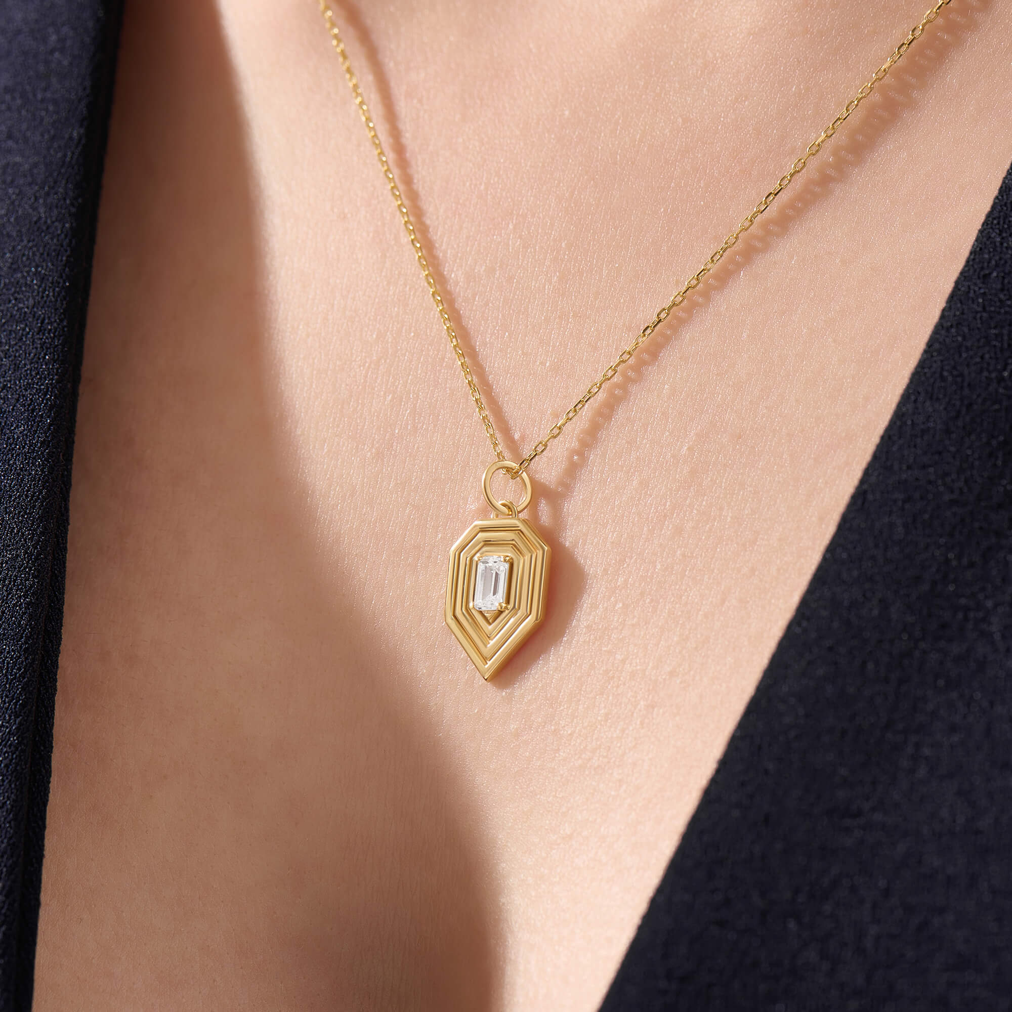 Women's 24K Gold Vermeil Geometric Shield Necklace