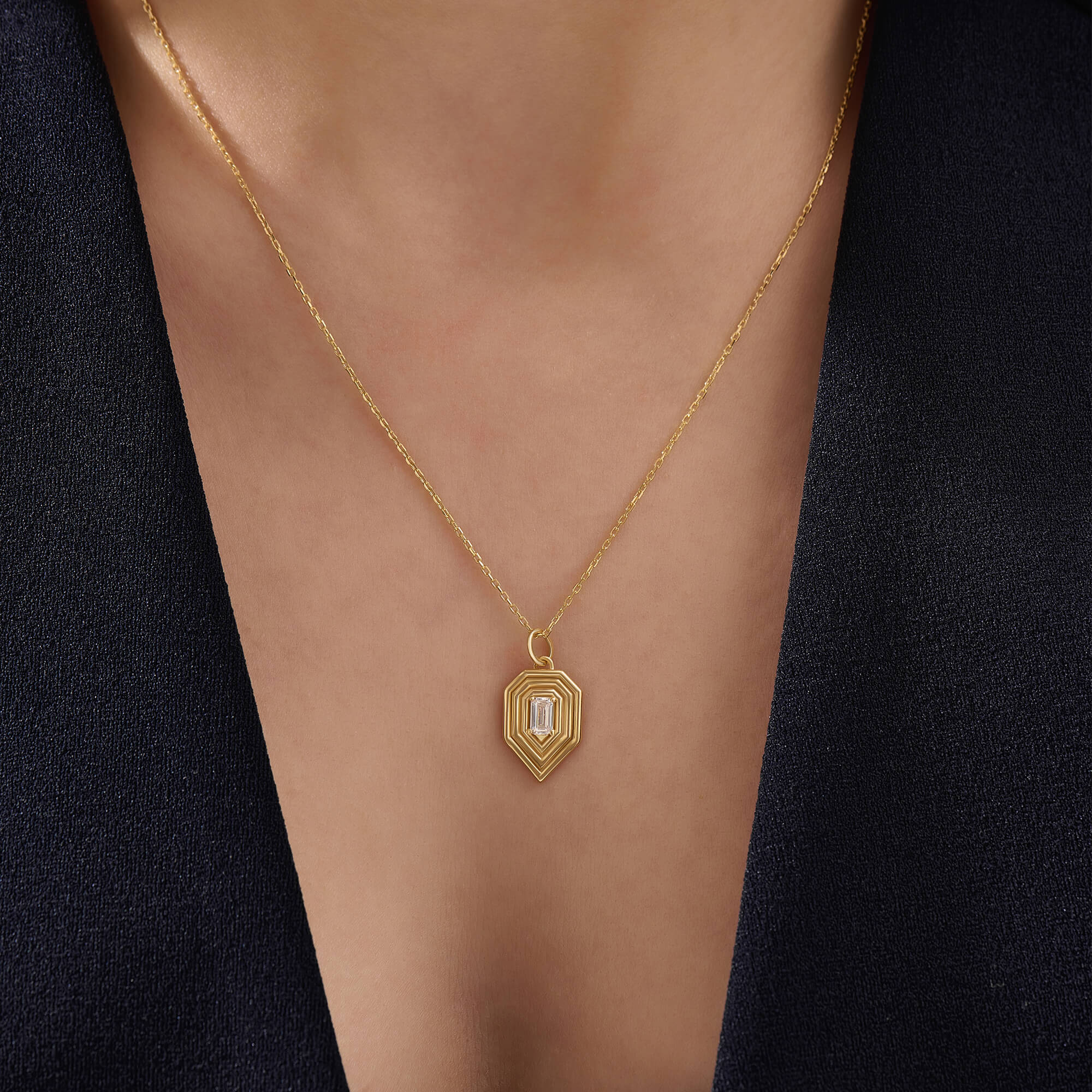 Women's 24K Gold Vermeil Shield Shape Necklace