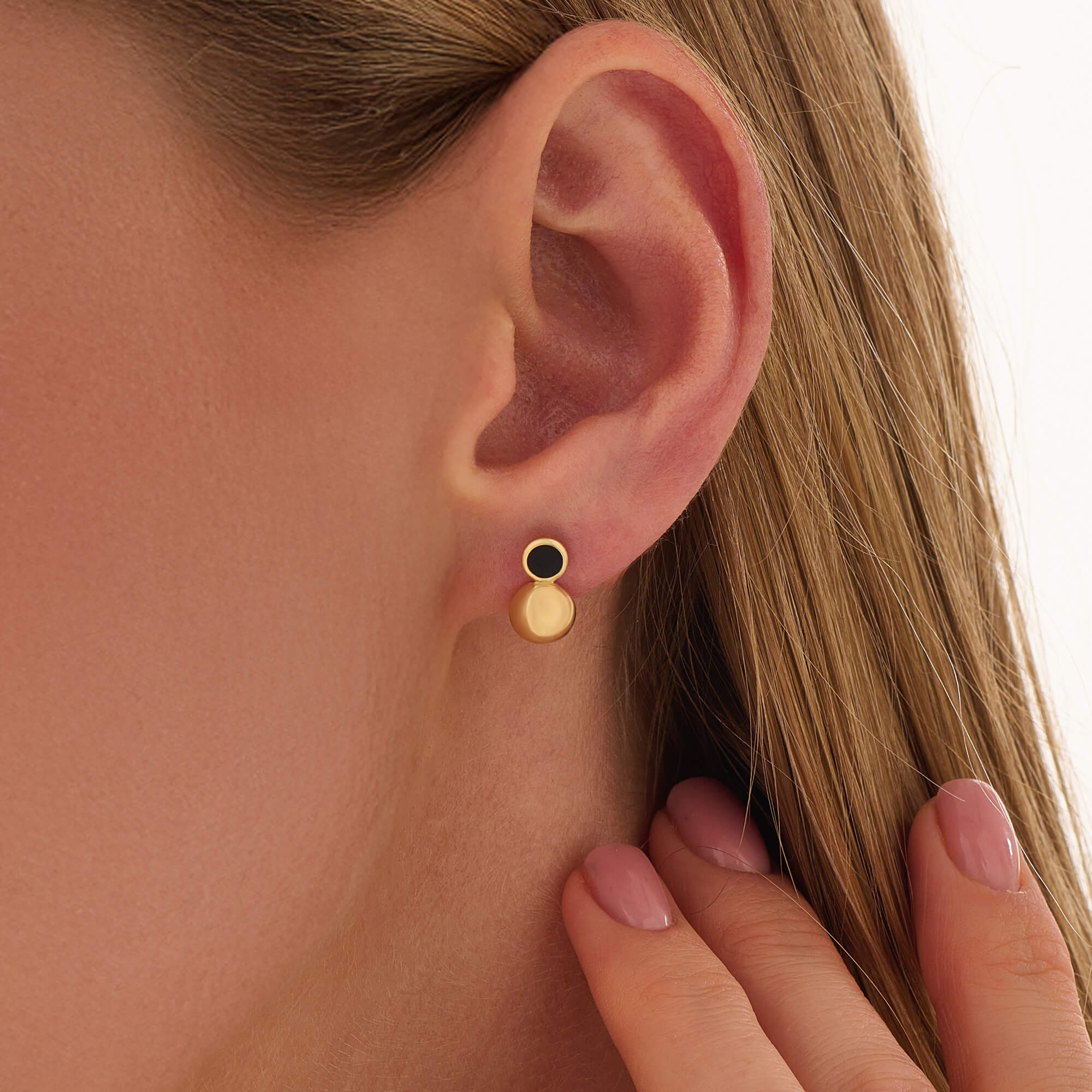 Women's Geometric Sphere Stud Earrings in 24K Gold Vermeil
