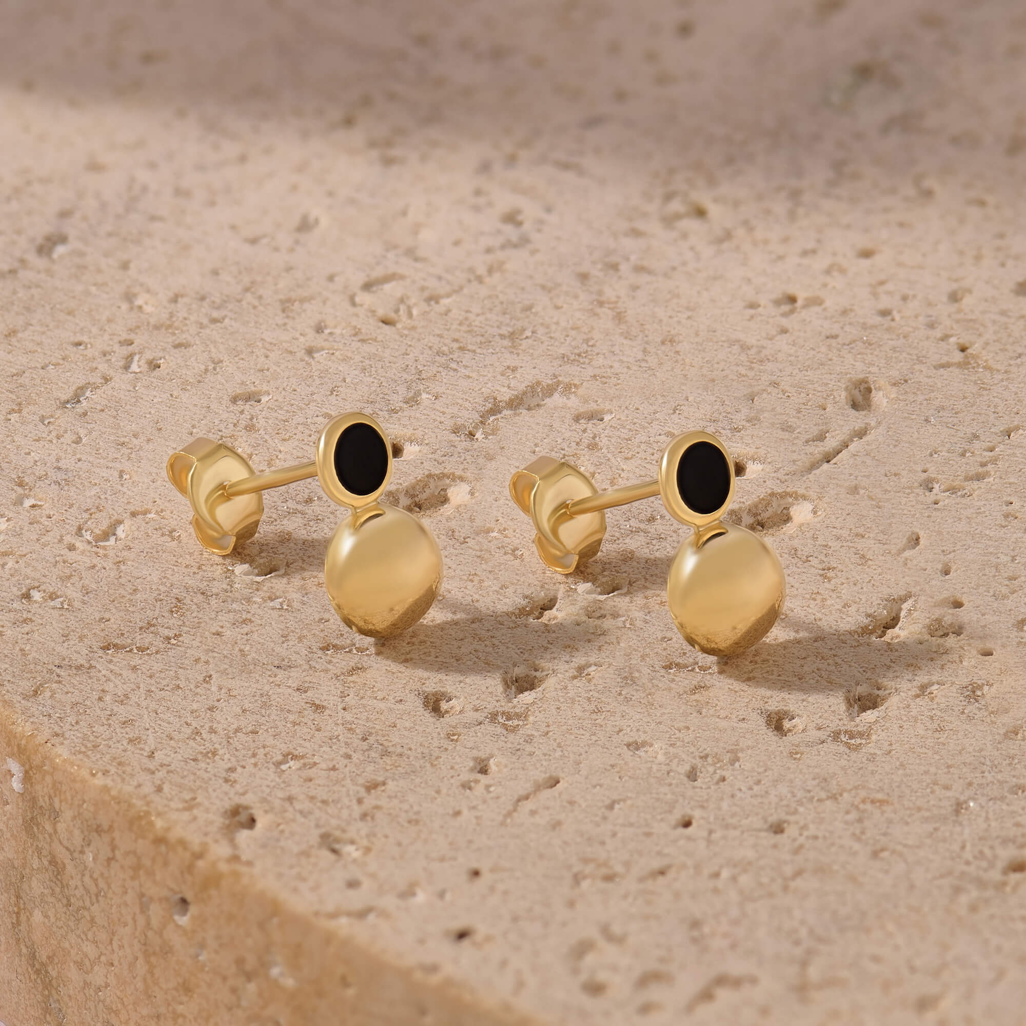 24K Gold Vermeil Geometric Sphere Studs