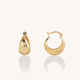 14K Real Gold Globe Hoop Earrings for Women