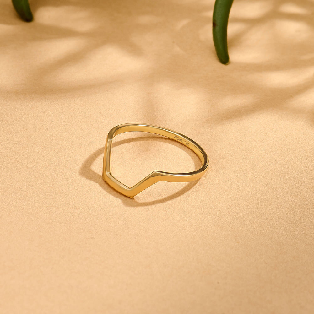 Solid Gold Half Hexagon Stacking Ring