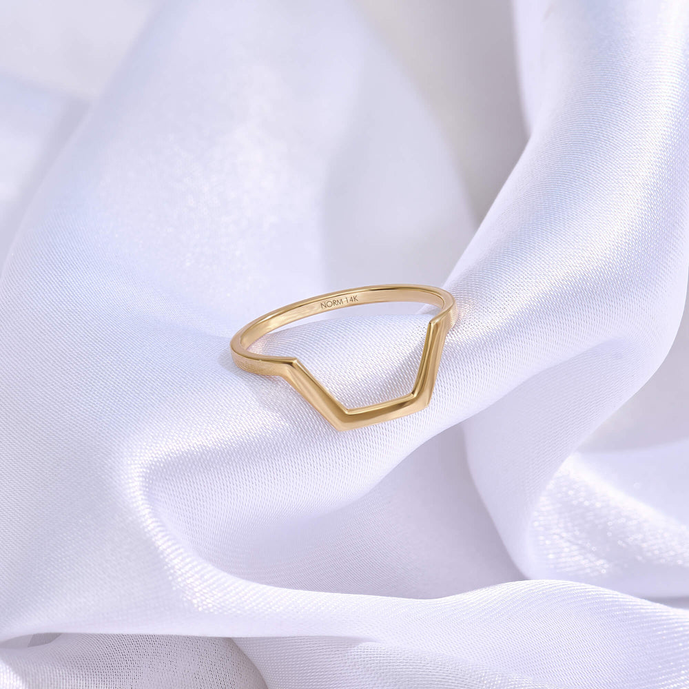 Solid Gold Half Hexagon Stacking Ring