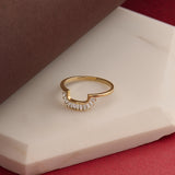Women's 14k Gold Half Square Sunburst Ring