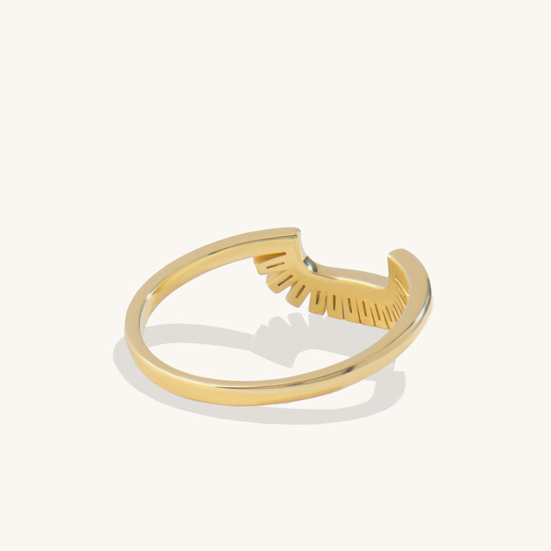 14k Yellow Gold Half Square Baguette Curve Stacking Ring