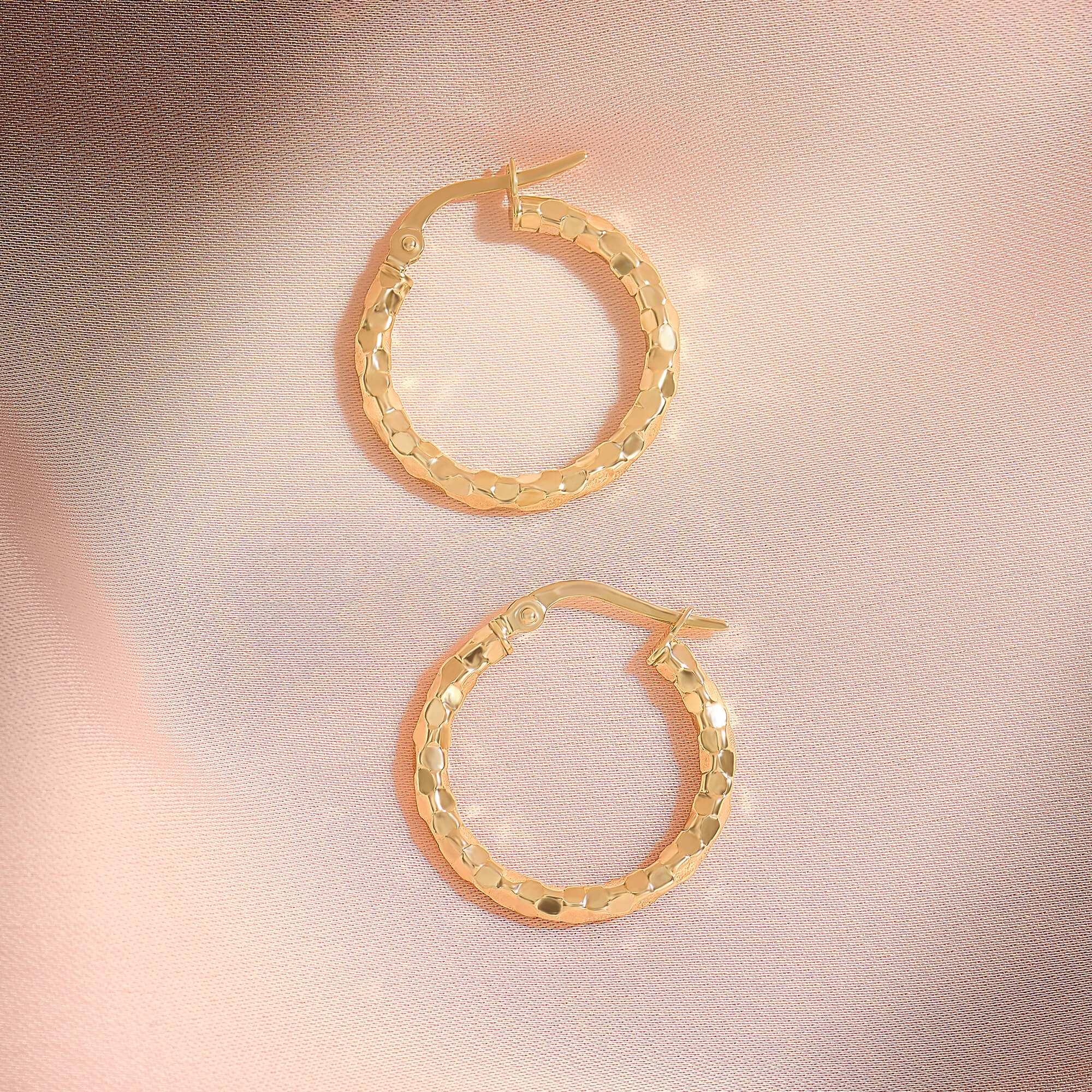 Hammered Hoops in 14K Gold