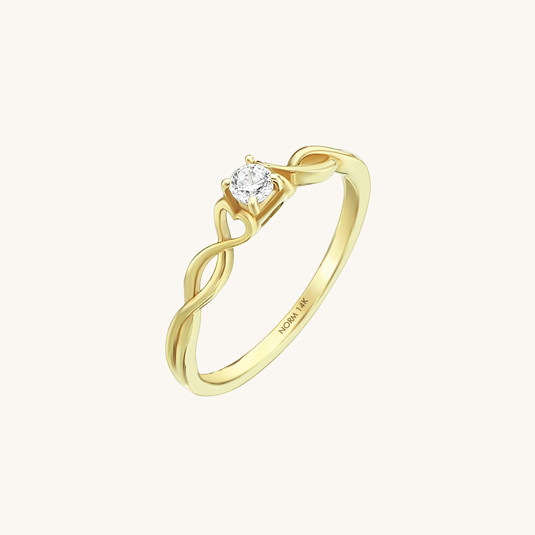 Designer Love Solitaire Engagement Ring in Pure Gold
