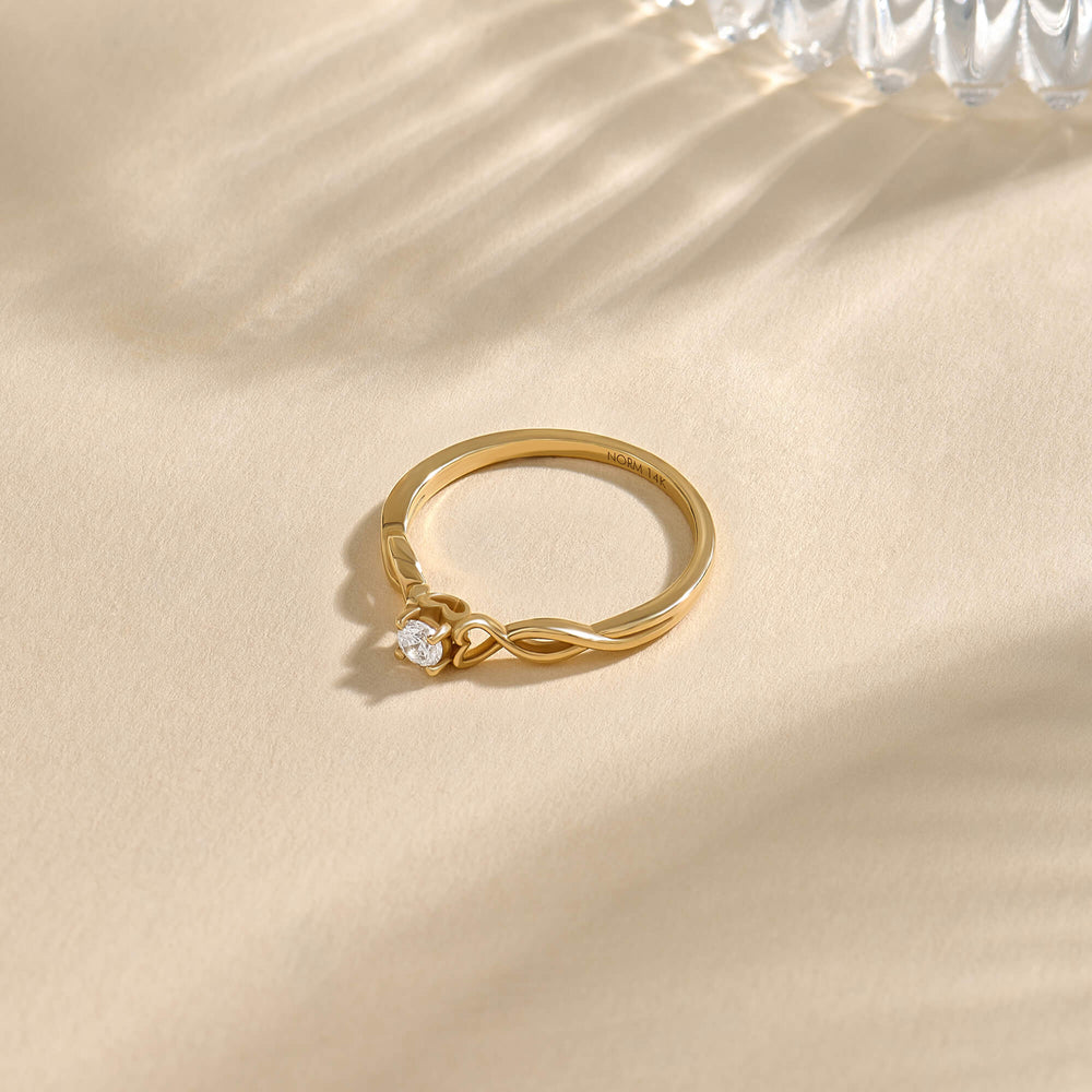 Solid Gold Heart Infinity Round Solitaire Engagement Ring