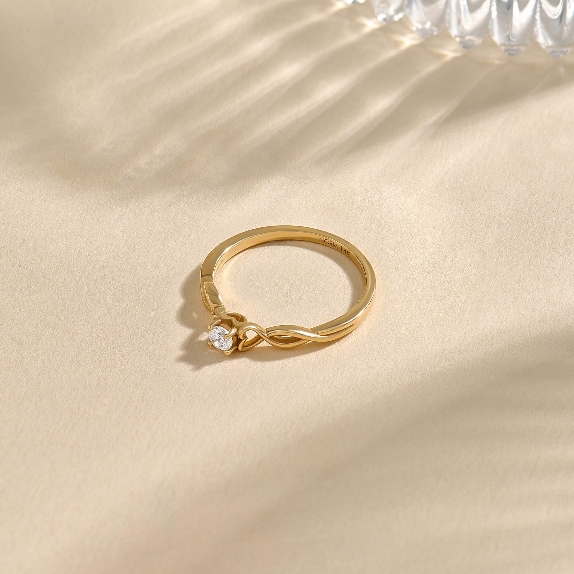 Heart Infinity Solitaire Ring in 14K Real Gold