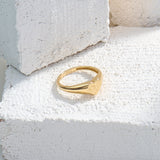14K Real Yellow Gold Heart Signet Ring