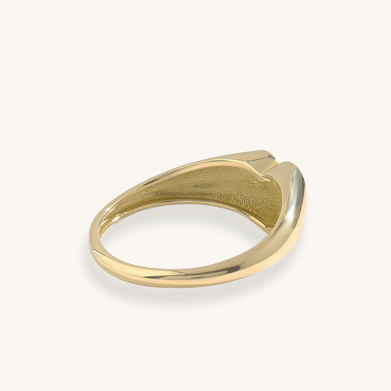 Women's Heart Shaped Signet Ring in 14K Real Gold