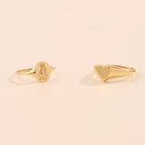 14K Real Yellow Gold Heart Pinky Signet Ring