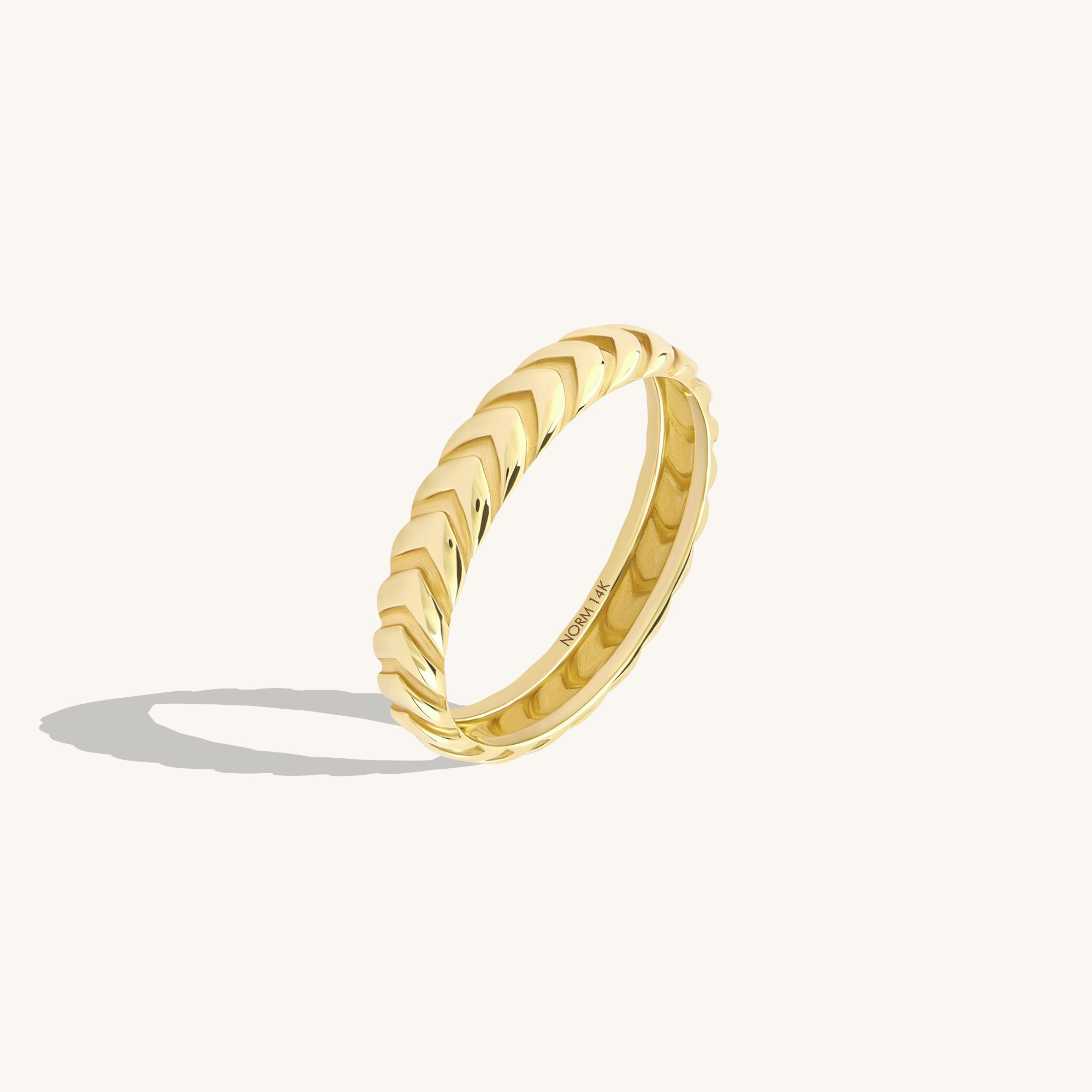 Women's 14K Solid Gold 3.60mm Herringbone Wedding Band