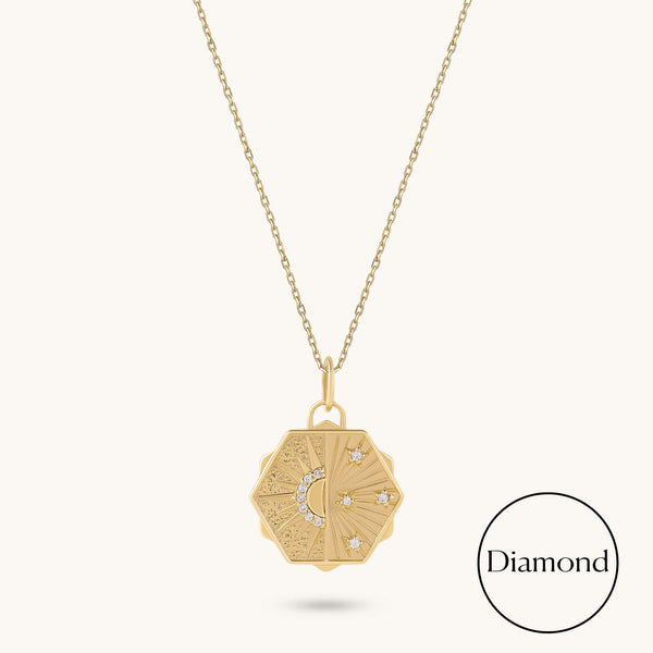 Hexagon Diamond Sky Necklace in Solid Gold