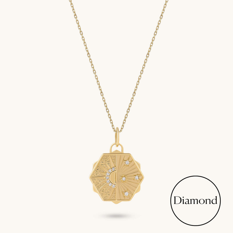 Hexagon Diamond Sky Necklace in Solid Gold