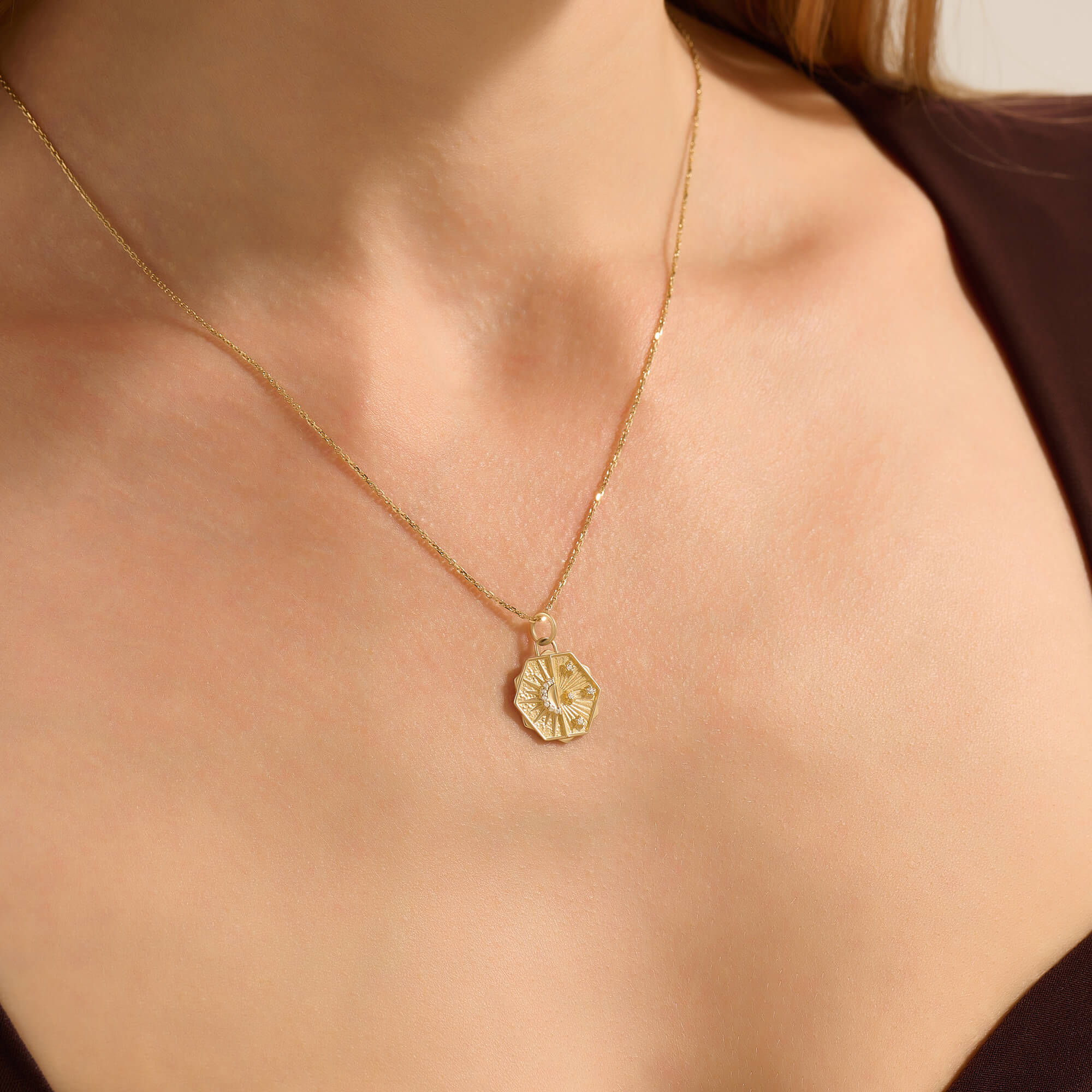 Norm Women's Solid Gold Hexagon Sky Necklace with Diamonds