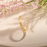 14K Real Gold Hexagon Design Eternity Band Ring