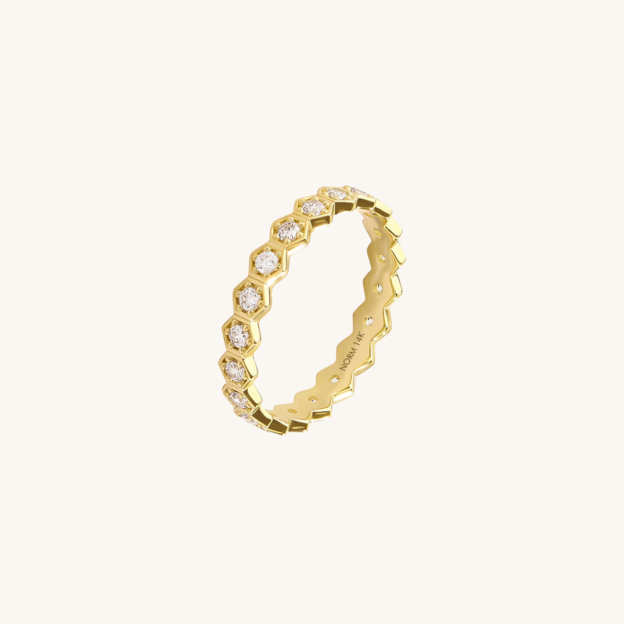14K Real Gold Geometric Stacking Ring