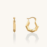 Hexagon Tube Hoop Earrings in 14K Solid Gold