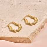 Hexagon Tube Hoop Earrings in Gold