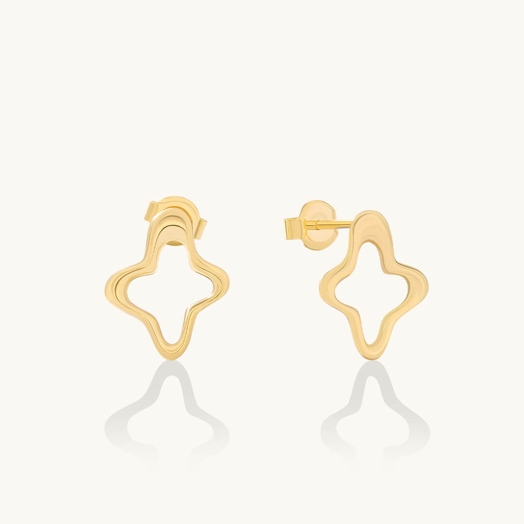24K Gold Vermeil Hollow Floral Stud Earrings