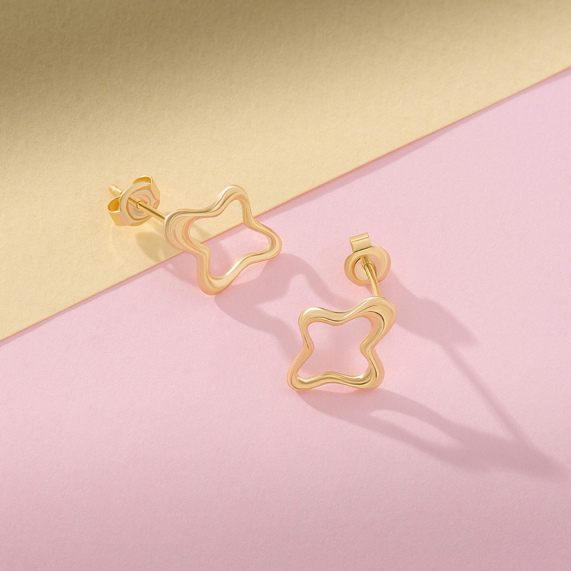 Vermeil Hollow Floral Stud Earrings