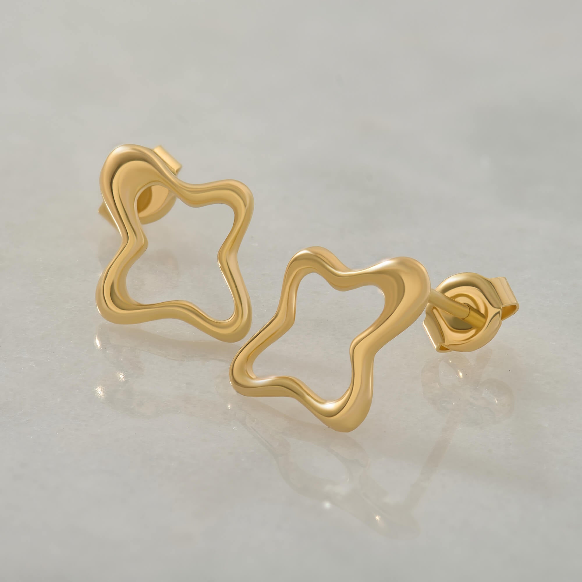 24K Vermeil Hollow Floral Studs