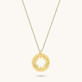 Hollow Sun Necklace in 24K Gold Plated Vermeil on 925 Sterling Silver