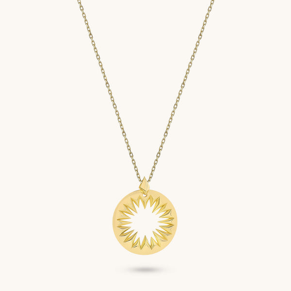 Hollow Sun Necklace in 24K Gold Plated Vermeil on 925 Sterling Silver