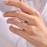 Women's 14K Solid Gold Hover Chalcedony Engagement Ring