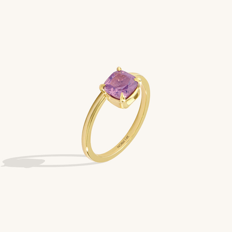 Hover Chalcedony Cushion Solitaire Ring in 14k Solid Gold