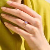 Hover Chalcedony Cushion Solitaire Ring in 14k Real Gold