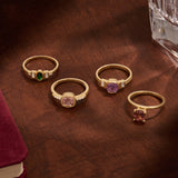14k Solid Gold Cushion-Cut Solitaire Hover Ring with Color Changing Stone