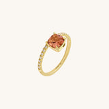 Cushion-Cut Padparadscha Solitaire Hover Ring in 14k Real Gold