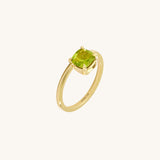Hover Peridot Cushion Solitaire Ring in Gold