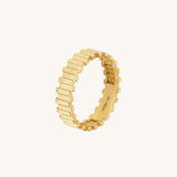 14K Real Yellow Gold Irregular Bars Band Ring