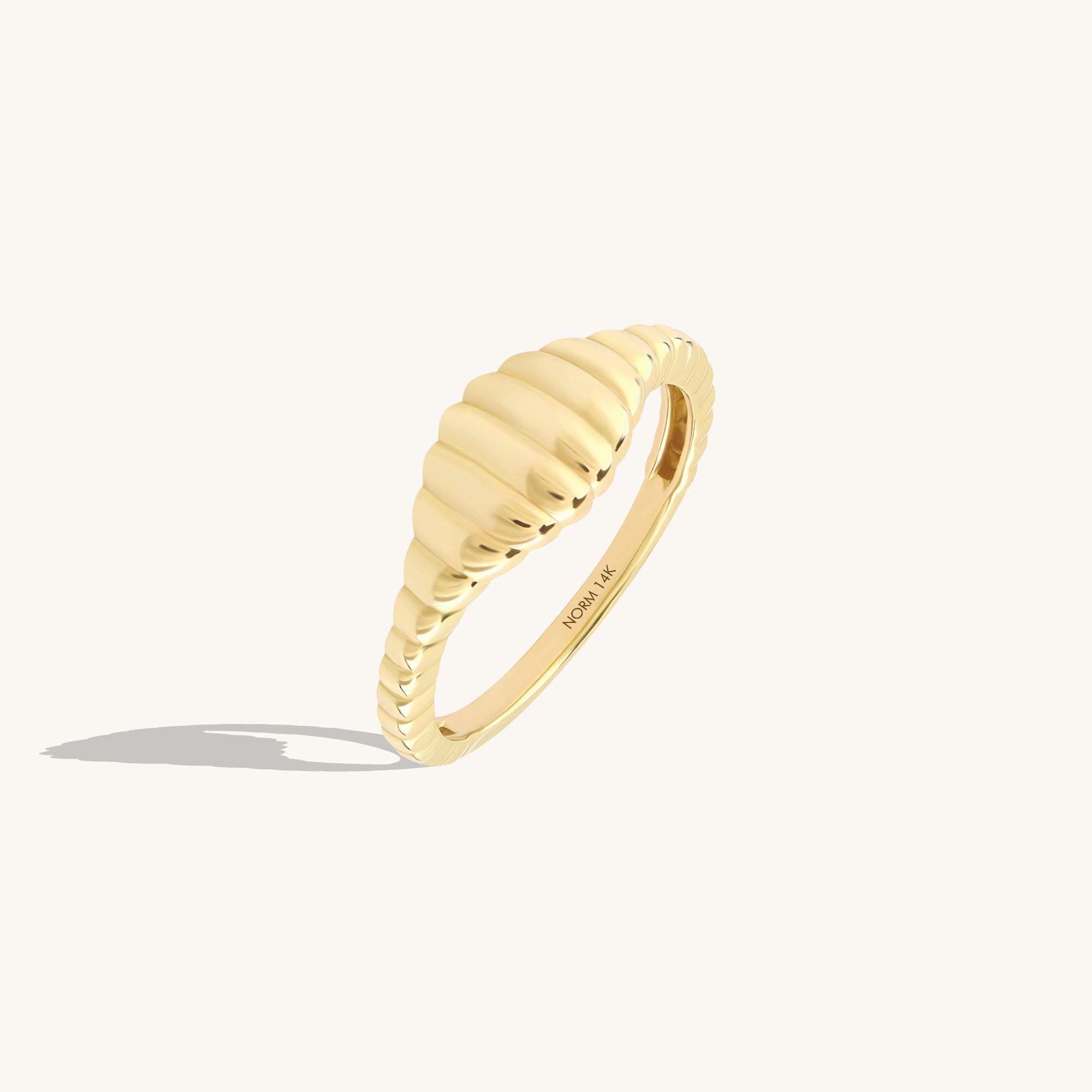 Women's Line Dome Signet Ring in 14K Solid Gold